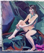 Painting (detail) by Ewing Paddock – 6ft x 5ft - model Najla.